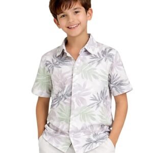 Kuchipoo Boys 100% Rayon Printed Collar Shirt | Half Sleeve Casual Shirt | Stylish Summer Wear for Boys