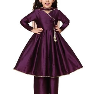 A.T.U.N. (ALL THINGS UBER NICE) Girl's Cotton Anarkali Knee Length Kurta Pant with Dupatta Set