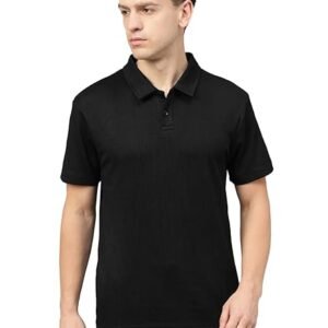 Veirdo® Poly Cotton Half Sleeves Regular Fit Plain Solid Classic Striped Textured Polo Collar T-Shirt for Men